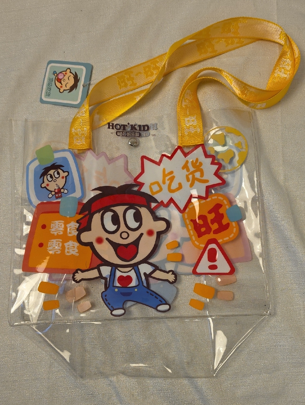 Hot Kid Asian Clear Cartoon Tote Bag in Yellow, Blue, and Orange